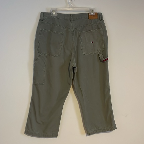 VTG Tommy Hilfiger Carpenter Pants 14 Green Crop ‘02 Y2K Olive Casual Loose Fit - Picture 6 of 16